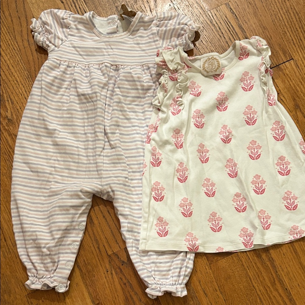 Striped Romper and Floral Dress Set